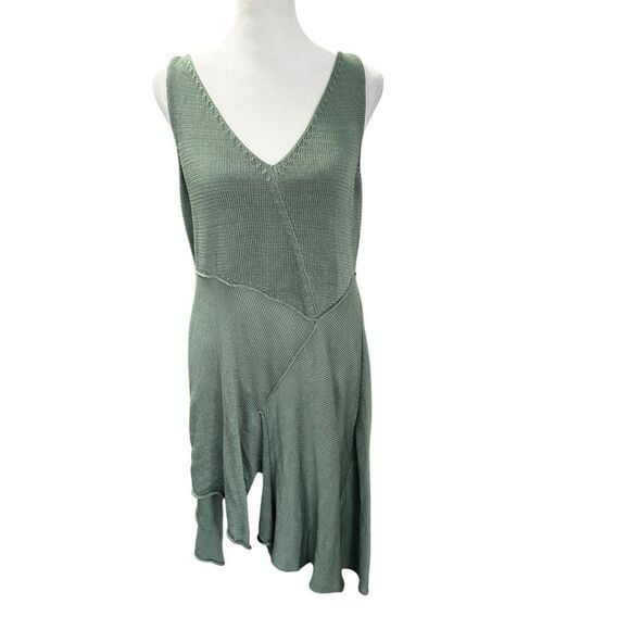 NEW Peruvian Connection Portobello Tunic Dress Green Pima Cotton Asymmetrical He - Picture 2 of 10